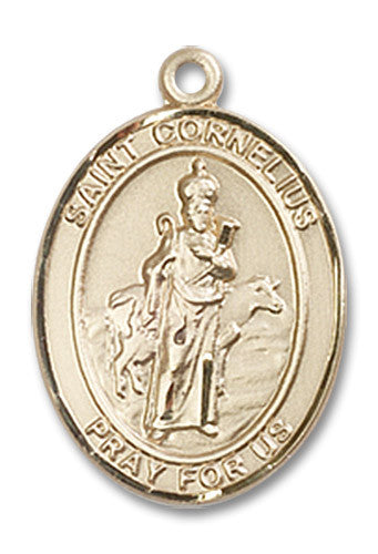Extel Medium Oval 14kt Gold Filled St. Cornelius Medal, Made in USA