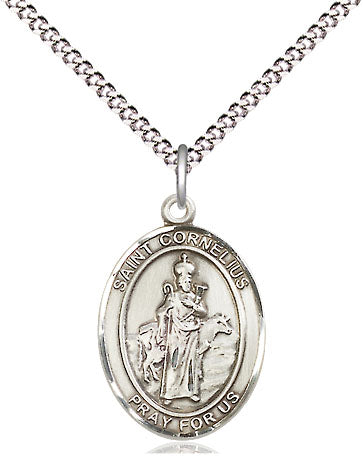 Extel Medium Oval Pewter St. Cornelius Pendant with 18" chain, Made in USA