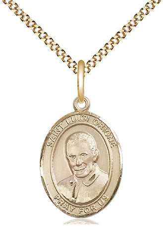 Extel Medium Oval 14Kt Gold Filled St. Luigi Orione  with 18" chain, Made in USA