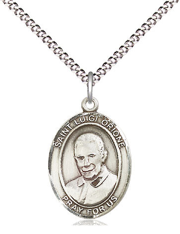 Extel Medium Oval Pewter St. Luigi Orione Pendant with 18" chain, Made in USA
