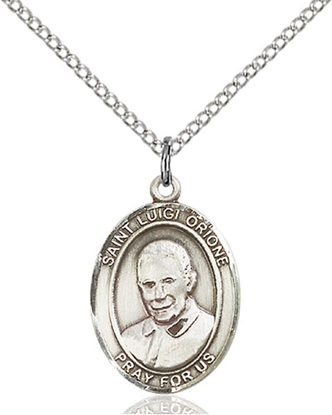 Extel Medium Oval Sterling Silver St. Luigi Orione Pendant with 18" chain, Made in USA