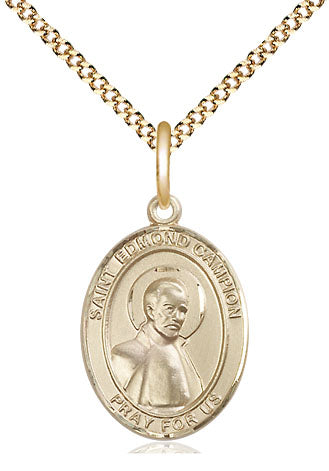 Extel Medium Oval 14Kt Gold Filled St. Edmund Campion  with 18" chain, Made in USA