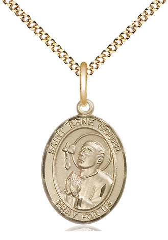 Extel Medium Oval  14kt Gold Filled St. Rene Goupil Pendant with 18" chain, Made in USA