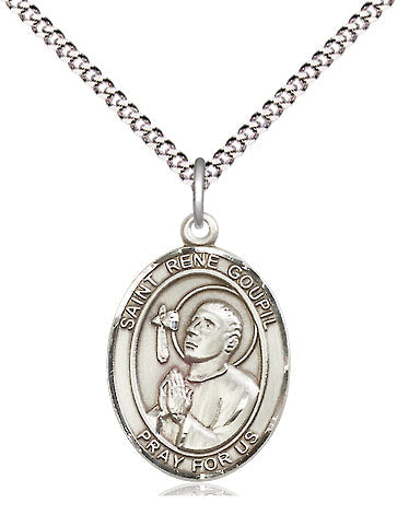 Extel Medium Oval Pewter St. Rene Goupil Pendant with 18" chain, Made in USA