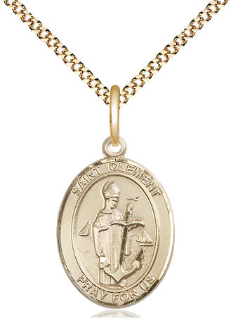 Extel Medium Oval 14Kt Gold Filled St. Clement  with 18" chain, Made in USA