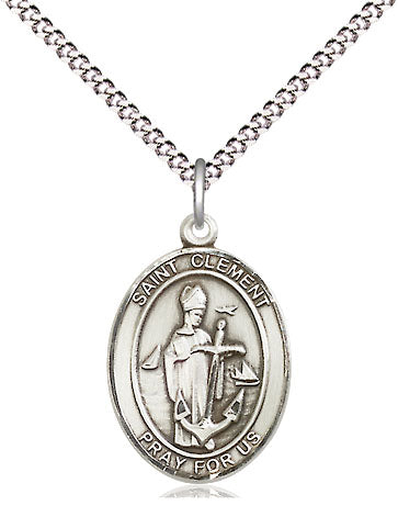 Extel Medium Oval Pewter St. Clement Pendant with 18" chain, Made in USA