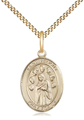 Extel Medium Oval  14kt Gold Filled St. Felicity Pendant with 18" chain, Made in USA