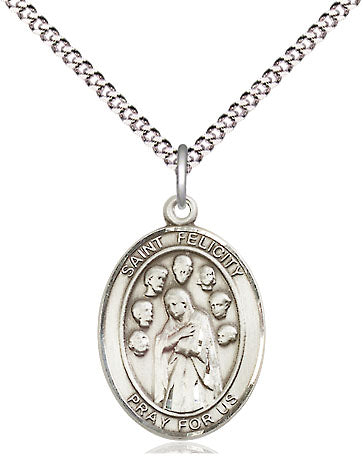 Extel Medium Oval Pewter St. Felicity Pendant with 18" chain, Made in USA