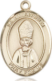 Extel Medium Oval 14Kt Gold Filled St. Anselm of Canterbury  with 18" chain, Made in USA