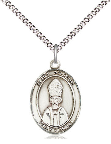 Extel Medium Oval Pewter St. Anselm of Canterbury Pendant with 18" chain, Made in USA
