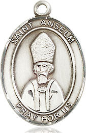Extel Medium Oval Pewter St. Anselm of Canterbury Pendant with 18" chain, Made in USA