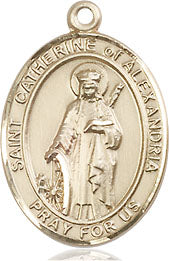 Extel Medium Oval  14kt Gold Filled St. Catherine of Alexandria Pendant with 18" chain, Made in USA