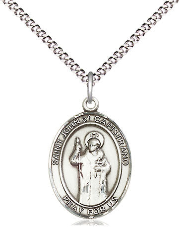 Extel Medium Oval Pewter St. John of Capistrano Pendant with 18" chain, Made in USA