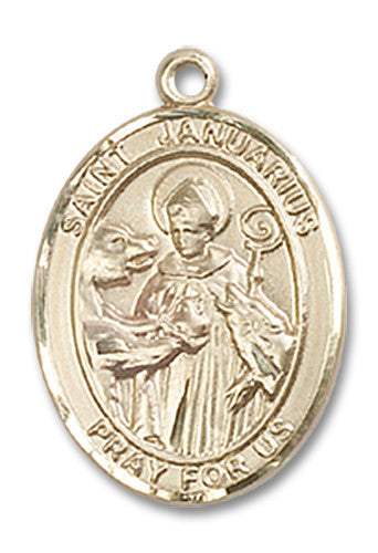Extel Medium Oval 14kt Gold Filled St. Januarius Medal, Made in USA