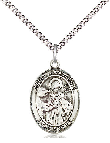 Extel Medium Oval Pewter St. Januarius Pendant with 18" chain, Made in USA
