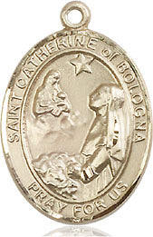 Extel Medium Oval  14kt Gold Filled St. Catherine of Bologna Pendant with 18" chain, Made in USA