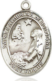 Extel Medium Oval Sterling Silver St. Catherine of Bologna Pendant with 18" chain, Made in USA