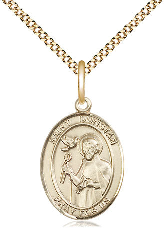 Extel Medium Oval  14kt Gold Filled St. Dunstan Pendant with 18" chain, Made in USA