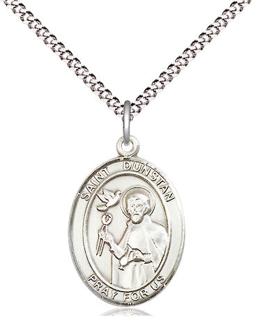Extel Medium Oval Pewter St. Dunstan Pendant with 18" chain, Made in USA