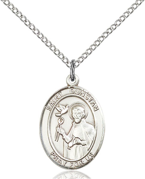 Extel Medium Oval Sterling Silver St. Dunstan Pendant with 18" chain, Made in USA