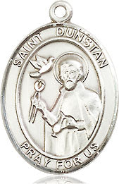 Extel Medium Oval Sterling Silver St. Dunstan Pendant with 18" chain, Made in USA