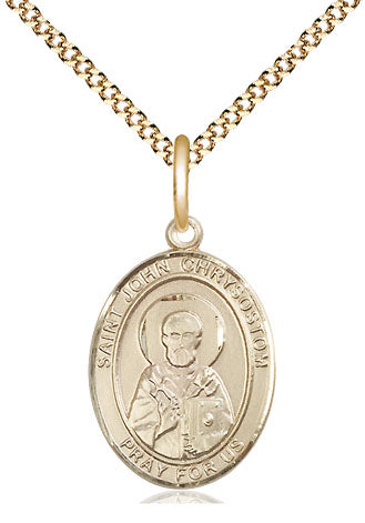 Extel Medium Oval 14Kt Gold Filled St. John Chrysostom  with 18" chain, Made in USA