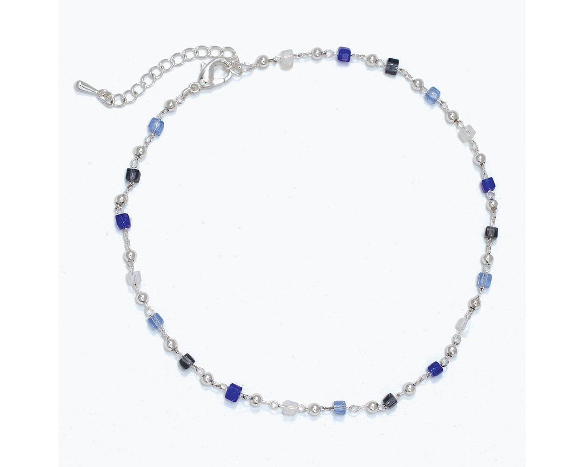 Anklet-Silver w Blue Crystals