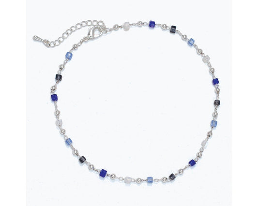 Anklet-Silver w Blue Crystals
