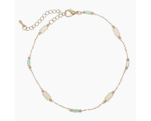 Anklet-stationed soft pastel beads