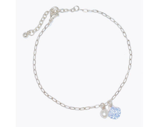 Anklet-Silver w White Scallop & Pri