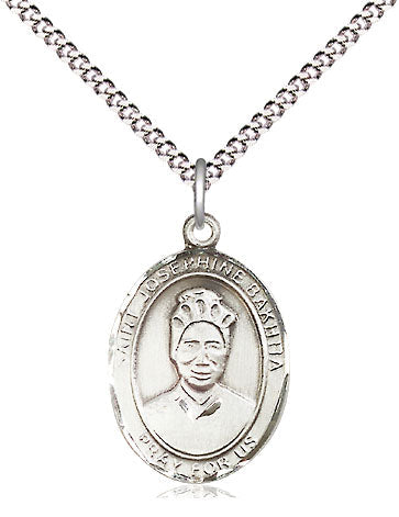 Extel Medium Oval Pewter St. Josephine Bakhita Pendant with 18" chain, Made in USA