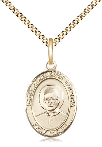 Extel Medium Oval 14Kt Gold Filled St. Josemaria Escriva  with 18" chain, Made in USA