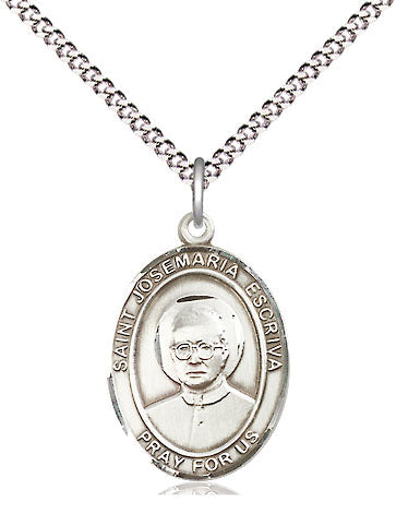 Extel Medium Oval Pewter St. Josemaria Escriva Pendant with 18" chain, Made in USA