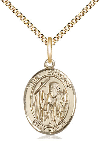 Extel Medium Oval 14Kt Gold Filled St. Polycarp of Smyrna  with 18" chain, Made in USA