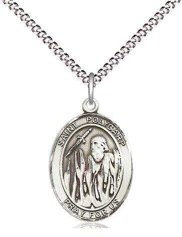 Extel Medium Oval Pewter St. Polycarp of Smyrna Pendant with 18" chain, Made in USA
