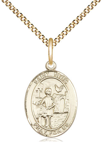 Extel Medium Oval 14Kt Gold Filled St. Vitus  with 18" chain, Made in USA