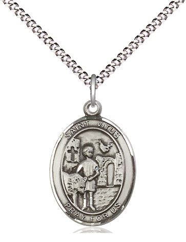 Extel Medium Oval Pewter St. Vitus Pendant with 18" chain, Made in USA