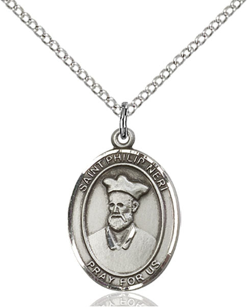 Extel Medium Oval Sterling Silver St. Philip Neri Pendant with 18" chain, Made in USA