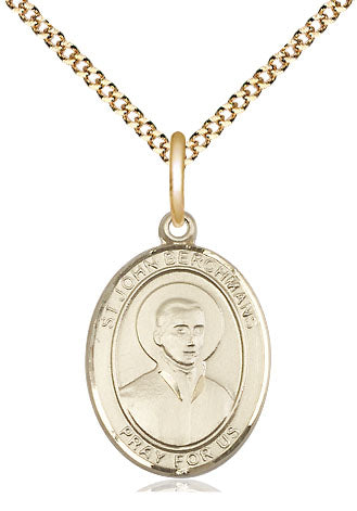 Extel Medium Oval 14Kt Gold Filled St. John Berchmans  with 18" chain, Made in USA