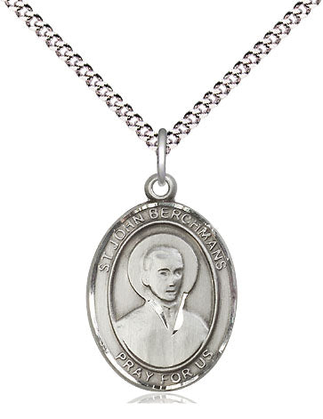 Extel Medium Oval Pewter St. John Berchmans Pendant with 18" chain, Made in USA