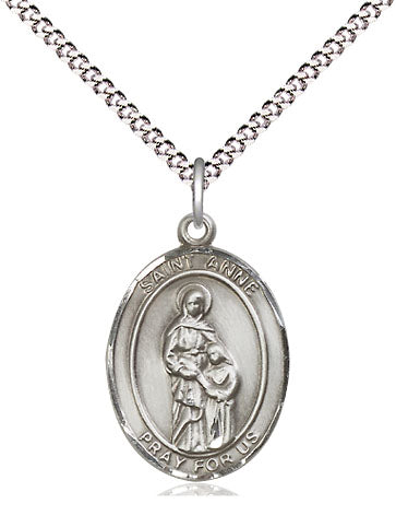 Extel Medium Oval Pewter St. Anne Pendant with 18" chain, Made in USA