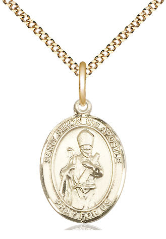 Extel Medium Oval 14Kt Gold Filled St. Simon the Apostle  with 18" chain, Made in USA