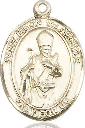 Extel Medium Oval 14kt Gold Filled St. Simon Medal, Made in USA