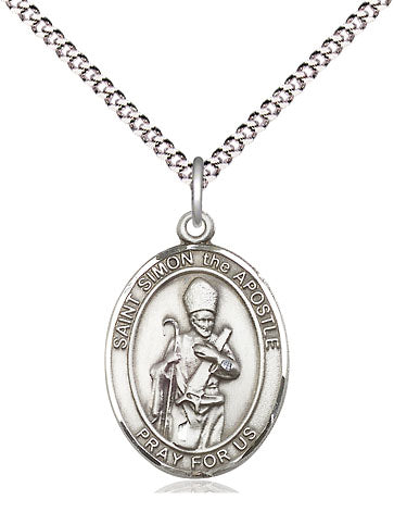 Extel Medium Oval Pewter St. Simon Pendant with 18" chain, Made in USA