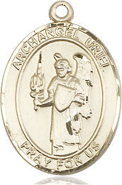 Extel Medium Oval 14kt Gold Filled St. Uriel the Archangel Medal, Made in USA