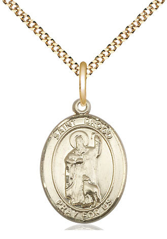 Extel Medium Oval 14Kt Gold Filled St. Drogo  with 18" chain, Made in USA