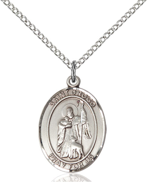 Extel Medium Oval Sterling Silver St. Drogo Pendant with 18" chain, Made in USA