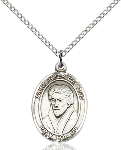 Extel Medium Oval Sterling Silver St. Peter Canisius Pendant with 18" chain, Made in USA