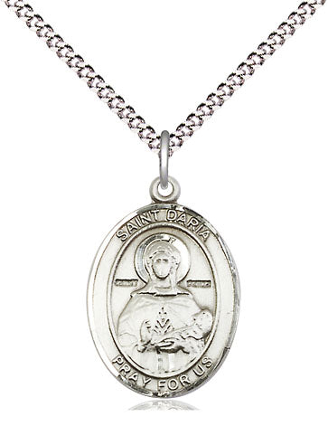 Extel Medium Oval Pewter St. Daria Pendant with 18" chain, Made in USA