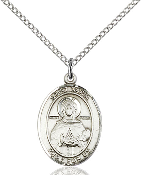 Extel Medium Oval Sterling Silver St. Daria Pendant with 18" chain, Made in USA